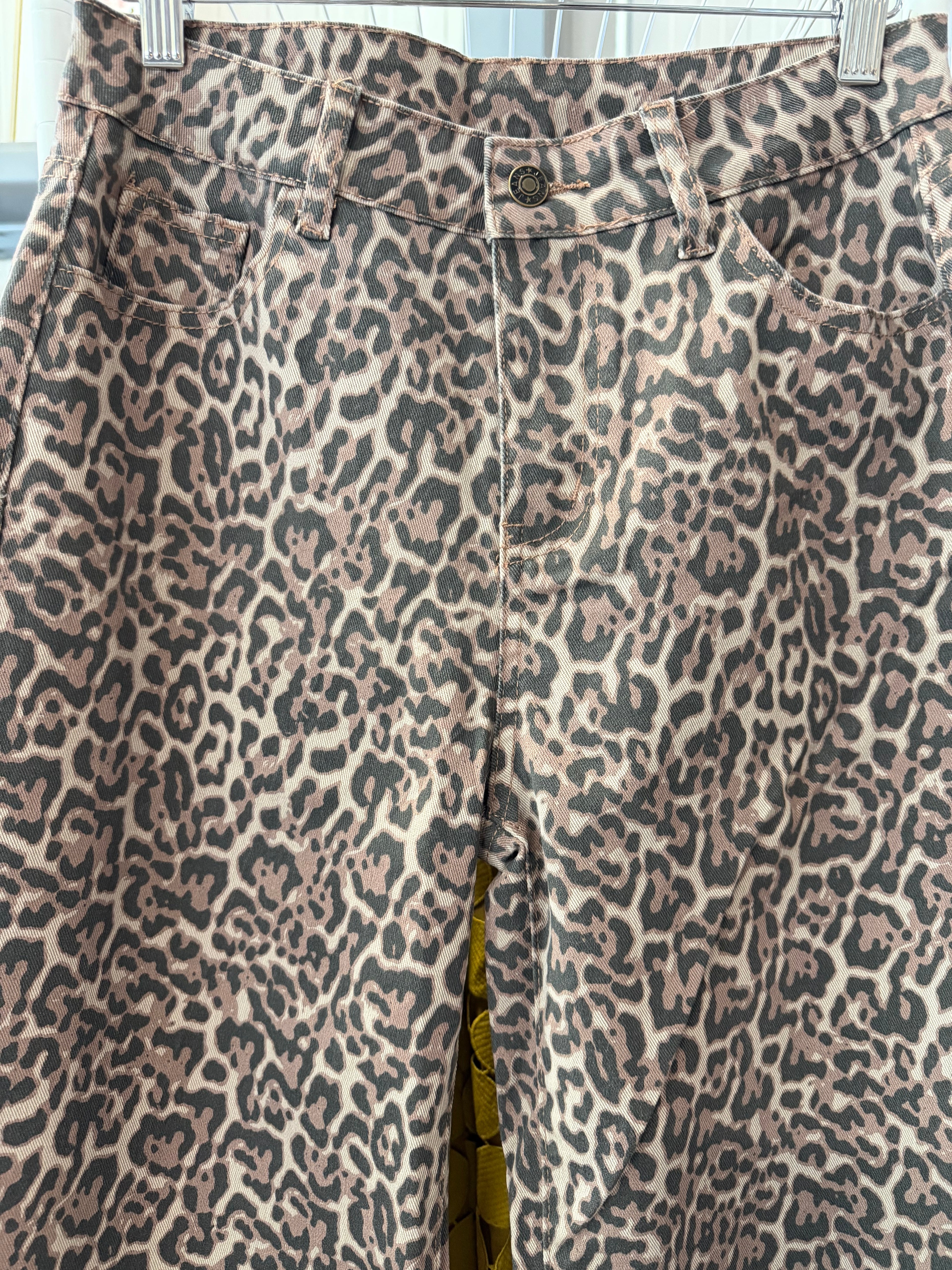 Leopard Print Wide Leg Pants - Taupe & Black