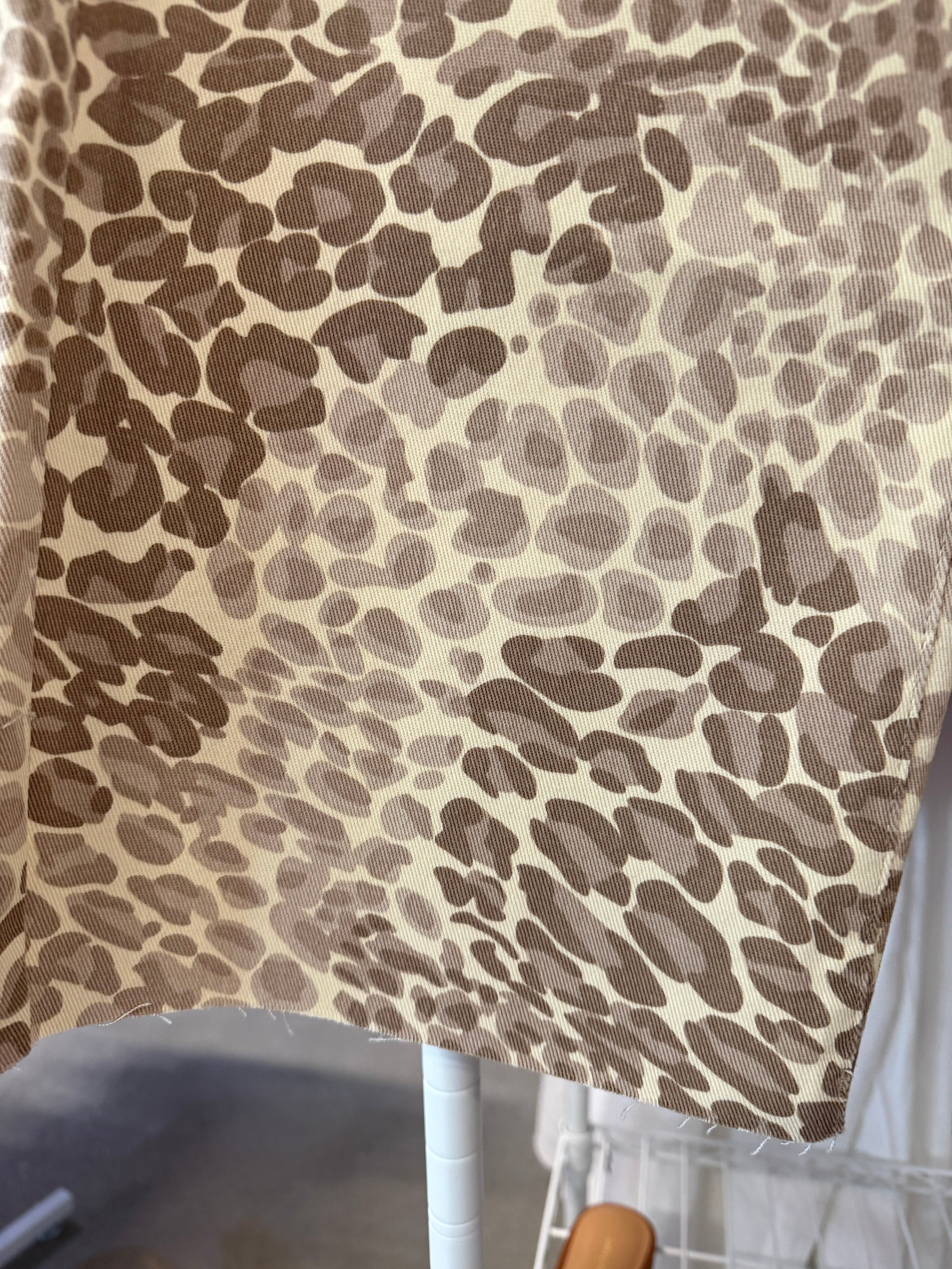 Oat New York High-Rise Wide-Leg Jeans in Tan and Brown Leopard Print
