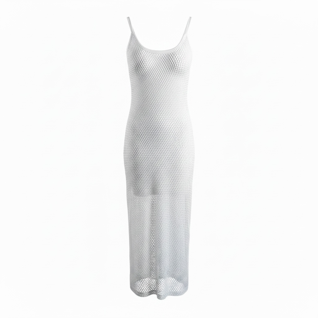 Forever 21 White Mesh Slip Maxi Dress