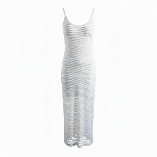 Forever 21 White Mesh Slip Maxi Dress