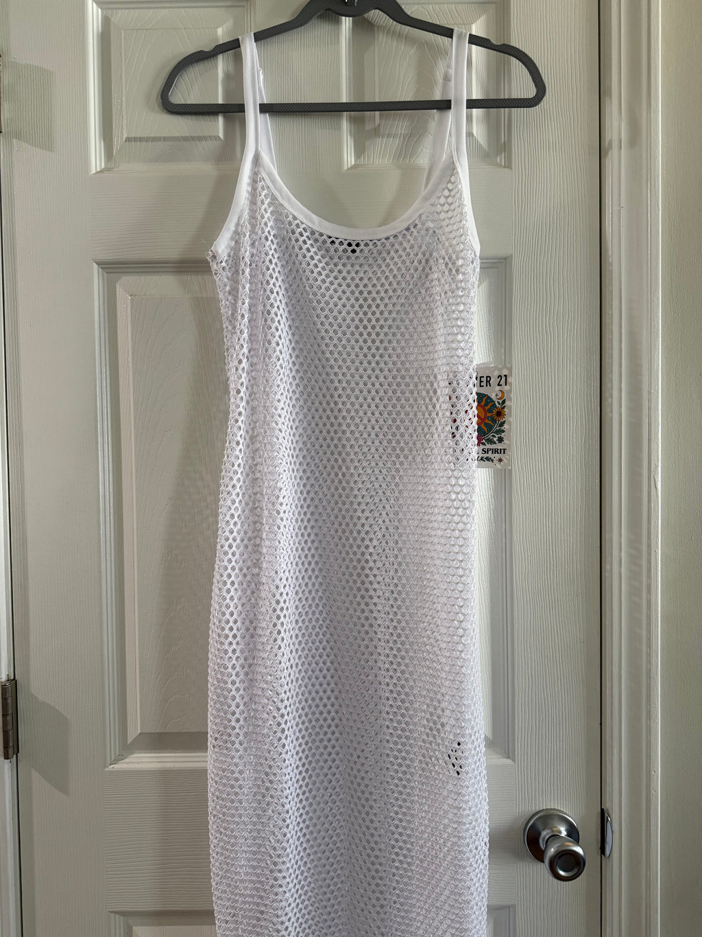 Forever 21 White Mesh Slip Maxi Dress