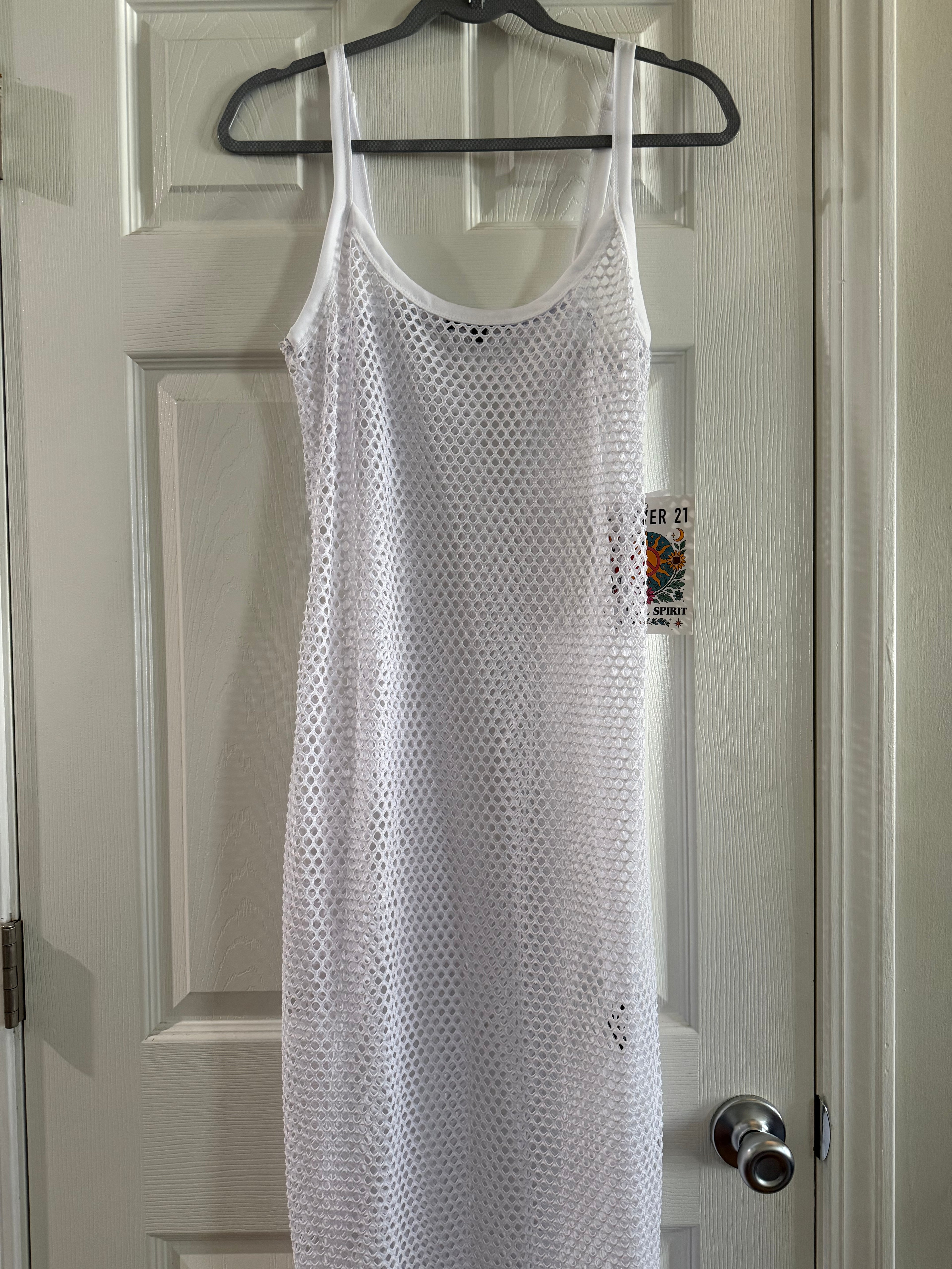 Forever 21 White Mesh Slip Maxi Dress