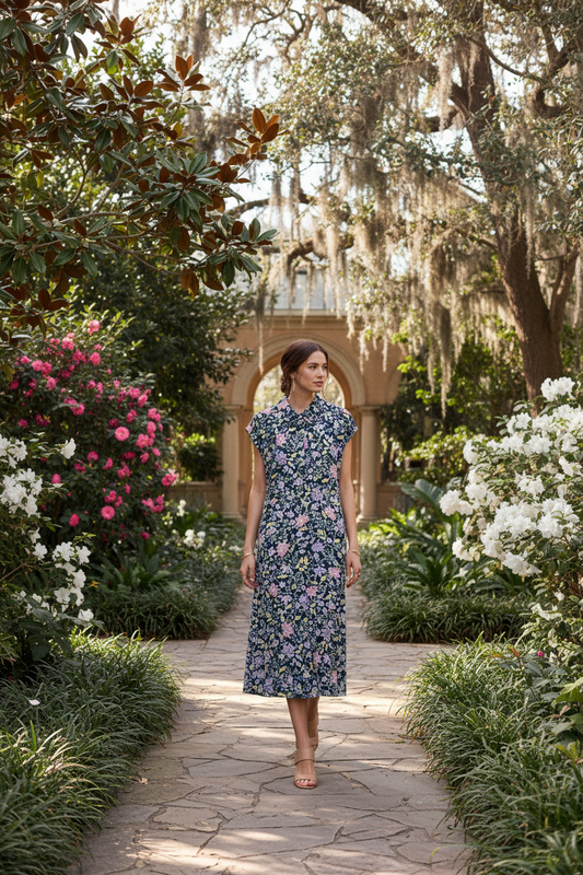 Lucky Brand Maxi Dress with Pink & Yellow Floral Print
